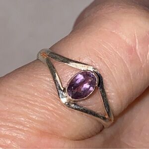 New sterling silver 925 and genuine amethyst ring size 
7 3/4